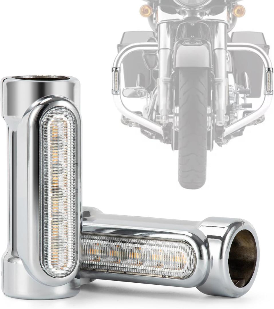 PSLER Switchback Driving Crash Bar Lights Motorcycle Highway Bar Lights for 1-1/4" Crash Bars Ultra Classic Limited Road King Street Road Glide Trike Dyna Sportster Touring Victory Bikes (Chrome Housing Clear Len)