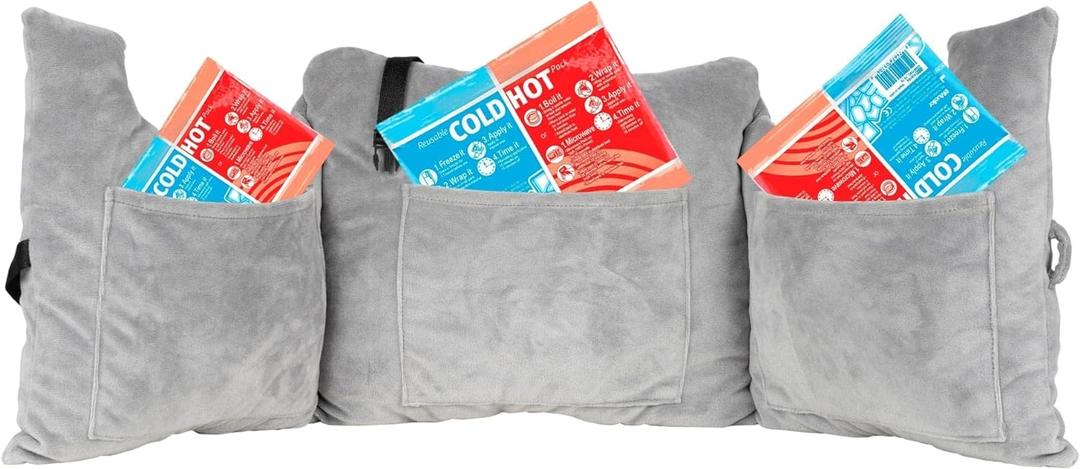 MOYOAMA Post Mastectomy Pillow - Recovery After Breast Cancer Surgery, Breast Augmentation - Lightweight Post Surgery Pillow with 4 Built-in Pockets to Support Healing - Breast Cancer Gifts for Women (Grey Plush)