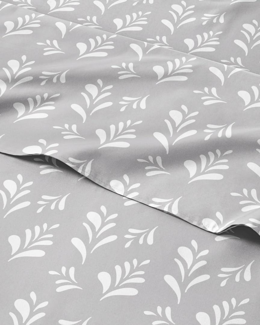 Floral Sheets - Grey & White Bed Sheet Set - 1 Flat, 1 Fitted & 1 Pillowcase w/ Deep Pockets - Comfy, Wrinkle & Fade Free - Boho Botanical Bedding - Ultra-Soft, Breathable & Cooling - Twin XL Size Set (24 - Gray Sprig)
