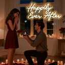 Happily Ever After LED Neon Light Sign, Wedding Neon Led Signs for Bridal Shower Bachelorette Bridal Engagement Party Decorations Wall Decor Lights Valentine's Day Dimmable USB Powered(16.9"*9.1")
