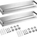 Lallisa 2 Pieces Stainless Steel Shelf Bathroom Shower Floating Shelves Wall Mounted Shower Caddy Basket Shelf Storage Organizer Shelves for Bathroom, Kitchen, Living Room(19.69 Inches/ 50 cm,Silver)