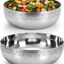Honeydak 2 Pack Stainless Steel Hammered Salad Bowl 118oz & 152oz Large Metal Serving Mixing Bowl Decorative for Popcorn Fruit Kitchen Cooking Baking Salad Prep Food Storage