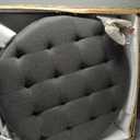 SONGMICS Storage Ottoman with Solid Wood Frame, Round Upholstered Ottoman Coffee Table, Footrest, Tufted Cushion, for Living Room, Easy Assembly, 31.5 x 31.5 x 17.7 Inches, Slate Gray ULSF053GN01