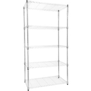 Whitmor 5 Tier Storage Shelves, Heavy Duty with Wheels, Adjustable Steel Organizer, 400 lbs Capacity per Shelf, Max 2000 lbs Total for Home, Garage, Workshop, 36" L x 18" W x 71" H, Chrome
