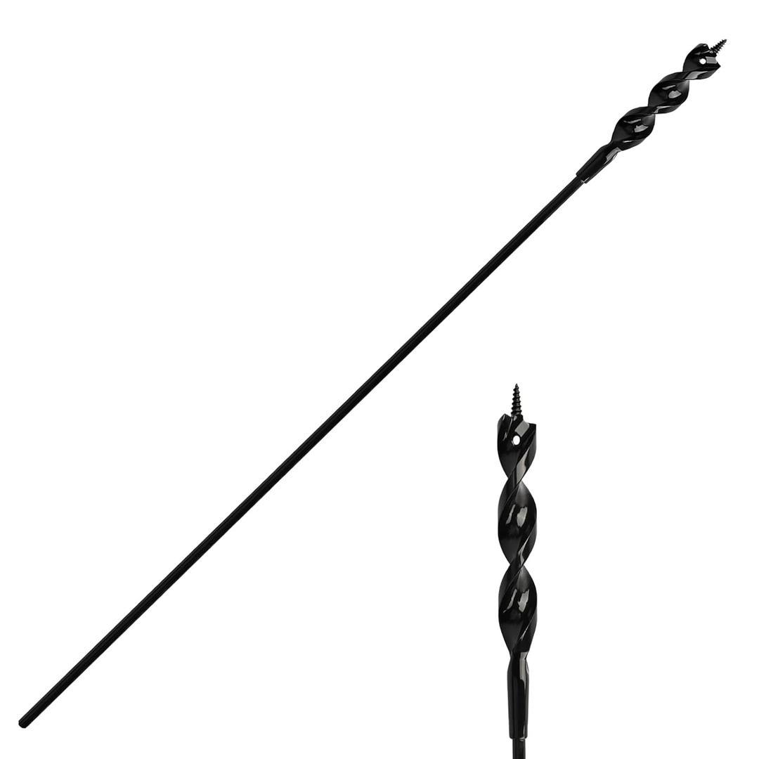 Flexible Installer Drill Bit for Pulling Wires Through Walls Ceilings and Sidewalks,54-Inch Long, 9/16-Inch Auger with a Fish Eye Hole and Screw Point, 3/16" 3-Flat Anti-Slip Shank