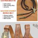 4 Pcs Western Cowboy Outfits for Men Suede Leather Vest Hat Bolo Tie Belt for Western Halloween Cosplay (Brown, L)