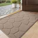DEXI Front Door Entryway Mat Non Slip, 17x30 Washable Inside Entrance for House Floor Low Profile, Thin Entry Doormat Absorbent Dirt Trapper, Pebble Beige (1'5" x 2'6" (Rectangular))