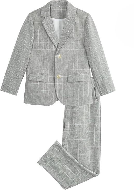 Solonata Boys Suit Plaid Suits Set Kids Toddler Boy Formal Birthday Party Ring Bearer Outfit 120, S