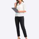 YYV Women's Golf Pants Stretch Work Ankle Pants High Waist Dress Pants with Pockets for Yoga Business Travel Casual (Black, S)