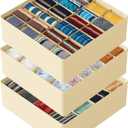 SpaceAid Sock Drawer Organizer Divider 3 Pack, 64 Cell Dresser Closet Nursery Underwear Organizers Storage Bins for Organizing Socks Underwear Ties Belts (Beige)