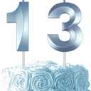 Blue Number 13 Candles, 3D Diamond 2.76 Inch Cake Topper Birthday Candles for Wedding Anniversary Cake Decorations, Happy Birthday Party Decorations