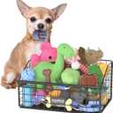 Indestructible Dog Toy basket, Small Toy Box for Dogs, Pet Toy Bin Dog Metal Basket for Toys, Toy Storage Organizer, Cat Toy Box for Living Room Area(Black) (S:13.8"L x 9.0"W x 7.1"H)