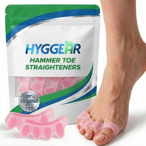 Toe Separators for Women and Men, Gel Toe Spacers & Hammer Toe Straightener for Bunions and Overlapping Toes, Silicone Toe Stretcher for Yoga and Athletic Mobility (1 Pair, Pink)