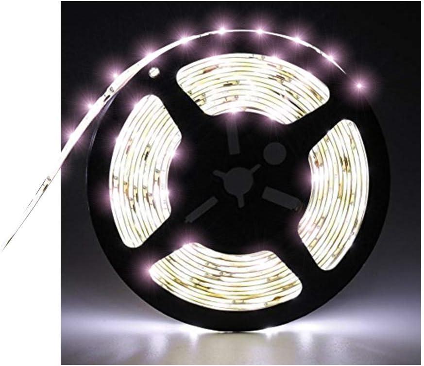 Water-Resistance IP65, 12V Waterproof Flexible LED Strip Light, 16.4ft/5m Cuttable LED Light Strips, 300 Units 3528 LEDs Lighting String, LED Tape(White) Power Adapter not Included