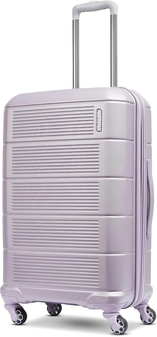 American Tourister Stratum 2.0 Expandable Hardside Luggage with Spinner Wheels, 24" SPINNER, Purple Haze (24-Inch Checked-Medium)