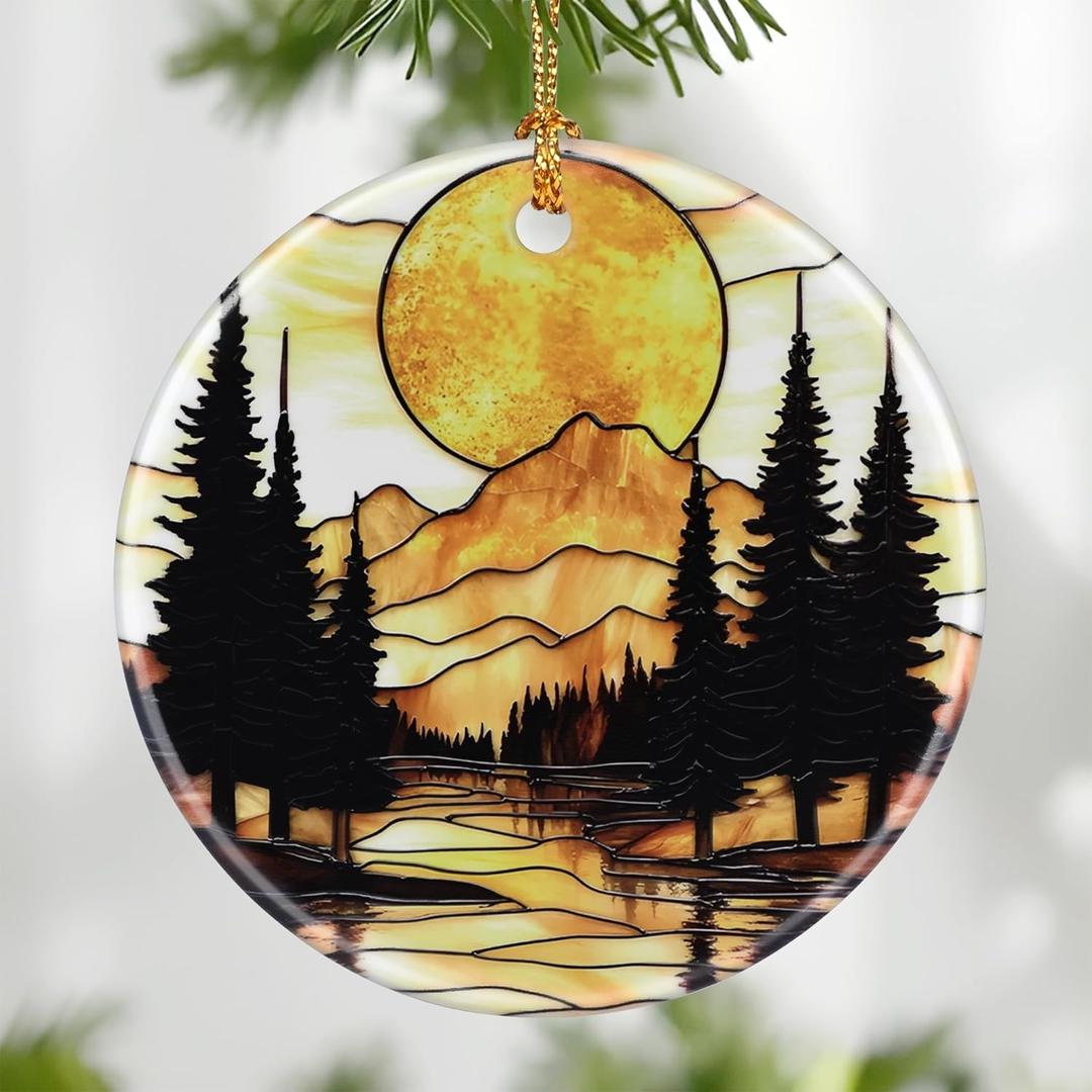 Mountain Sunset Ornament, Christmas Ornament  Christmas Tree Decor, Holiday Decoration, Stocking Stuffer, Festive Gift Idea, Gifts for Nature Lover, Friends, and Family