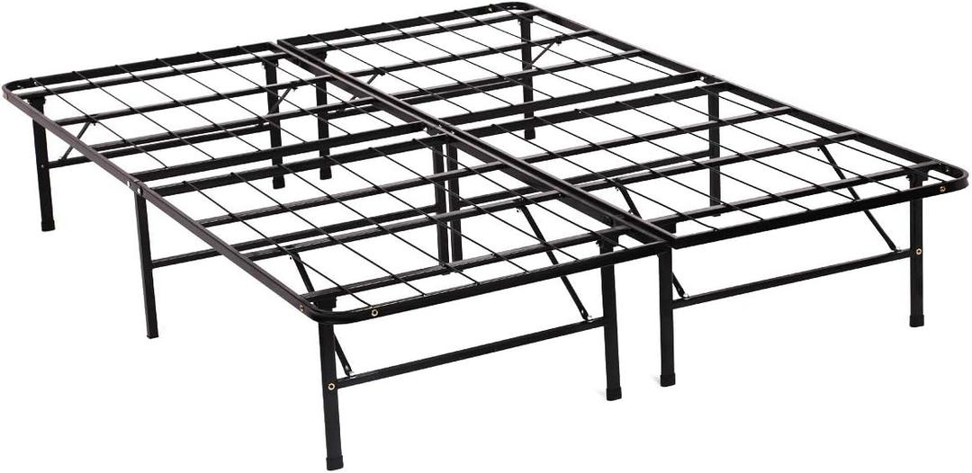 Bed Frame Queen Metal Platform Bed Frame 14 Inch High Mattress Foundation Queen Size Box Spring Replacement Heavy Duty Steel Slat Profile Smart Base Noise-Free Easy Assembly Under-Bed Storage,Black