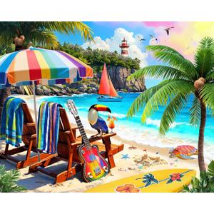 Springbok Tropical Paradise 1000 Piece Jigsaw Puzzle for Adults - Relaxing Beach Scene - Unique Cut Pieces - Made in USA
