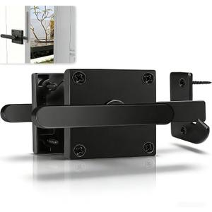 Heavy Duty Matte Finish Gate Latch,Aluminum Double Side Swinging Door Hardware Latches, Fit for Outdoor GatesFarmhouseFarmGardenShed BarnCourtyardCottagesBlack