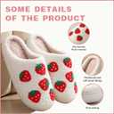 Women Men Plush Strawberry Slippers Cute Fuzzy Slippers Non-Skid Winter Warm Cozy House Indoor Outdoor Shoes, 9-10