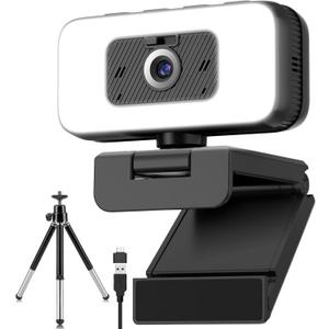 2K Webcam for Laptop, Computer Camera with Light for PC/Desktop/Mac [Light Your Face, Free Your Space] USB Webcam with Auto Anti-Disturb Backlight, Zoom & Flip, Privacy Cover, Microphone