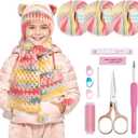 Alvian Scarf Hat Crochet Kit for Beginners Crochet Starter Kits Craft Knitting with Step-by-Step Video Tutorials Handmade Gift for for Birthday (Scarf Hat Crochet Kit)