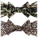 LemonSpce Handmade Baby Head wrap with Bows Stretchy Soft Infant Comfortable Baby Bow for Newborn girls and boys,Toddler-Leopard Camo Printed Hair Accessories