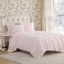 Laura Ashley - Flannel Sheets Full Size, Anti-Pilling & Wrinkle Resistant Cotton, Touchably Soft for All-Season Comfort - Bed Sheets with Matching Pillowcases & Fitted Sheet (Antoinette Pink)