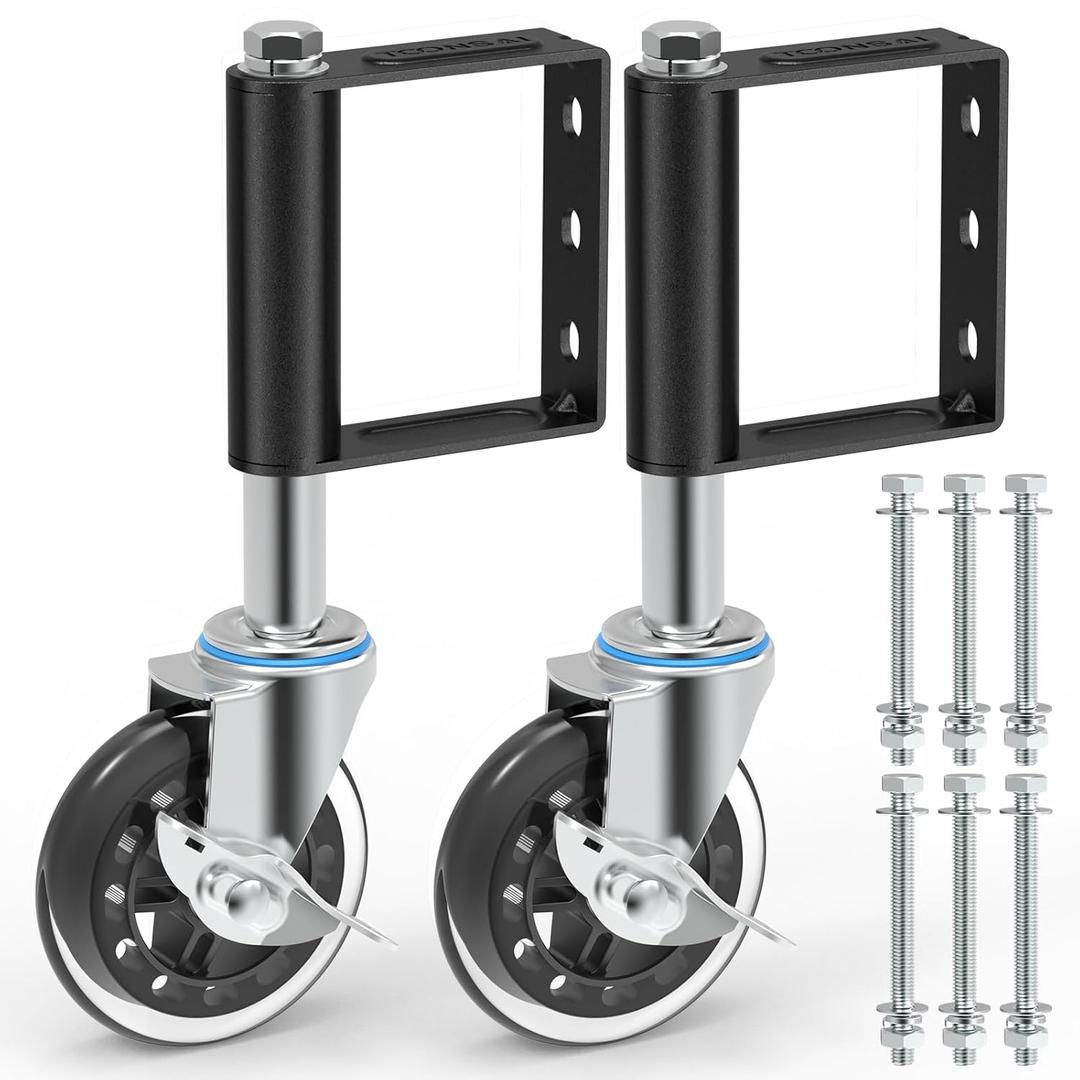 Upgraded 4 Inch Heavy Duty Gate Wheel Caster 2-Pack, Premium Transparent CPU Tire for Villa Farm Factory Gates, Reinforced Thickened Design 5X Lifespan, 250LB Load 500N Force Capacity per Wheels