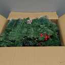 Remote Control&Super Long&8 Modes-18Ft Prelit Snowy Bristle Pine Christmas Garland for Stairs Door Porch Mantle Outdoor Indoor,100 Warm White&Color Switch Lights,Timer,460 Branches 165 Berry Pinecone