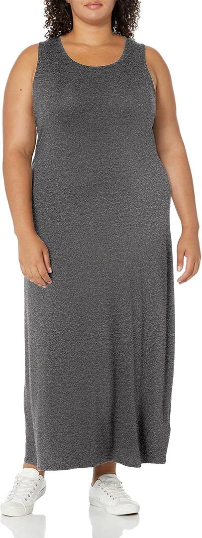 Amazon Essentials Women's Tank Maxi Dress (Medium, Charcoal Heather)