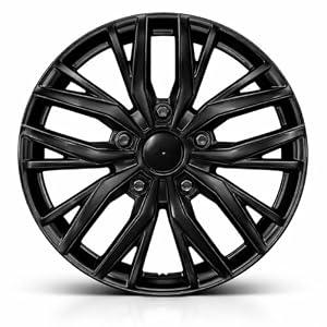 15-Inch ABS Hubcaps with Steel Rings & Adjusters, Patented Design, Universal Fit, Set of 4 Wheel Covers (Glossy Black)