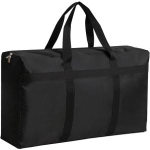 Extra Large Moving Bags with Strong Zippers, Storage Bags with Carrying Handles, Duffle Bag Packing Bags for Moving, Storage, Travel and Camping, Storagebag Totes for Space Saving (1 Pack, Black)