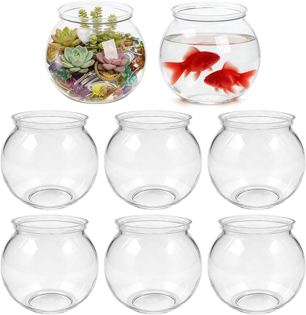 8 Pack Plastic Fish Bowls, 27 Oz Plastic Ivy Bowls, Unbreakable Vases Bowls for Table Centerpieces, Heavy Duty Drink Cups for Party Favors, Home Decor, Candy, Clear
