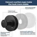 Vacuum Suction Cup Hooks for Shower 4 Pack, Heavy Duty Aluminum Alloy Towel Hooks for Bathroom Kitchen Glass Tile Mirror Wall No Drill Removable Robe Loofah Coat Suction Hooks Hanging-Green