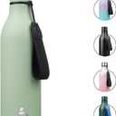 Insulated Water Bottle with Strap,25 oz Double Wall Stainless Steel Vacuum Bottles Metal Water Flask,Macaron Green