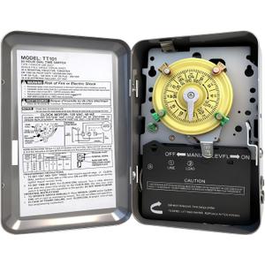 T101 Mechanical Timer Switch, T101 Pool Timer, 120V 2HP SPST 40A Time Switch, 24 Hour 12 ON/Off for Pool Pump, Heavy-Duty Mechanical Time Switches, for Lights Pumps HVAC Systems, 