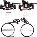CNC MTB Hydraulic Disc Brake Set, Mountain Bike Hydraulic Disc Brakes Right Front 800mm Left Rear 1450mm Hydraulic Brake, Black