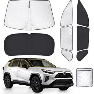 ZATOTOO Car Window Shades Toyota RAV4 2019-2024 Custom Sun Shades Full Set Front Side Rear Triangle Window Covers Total Blackout Privacy & UV Protection Heat Blocking for Camping Napping Long Parking