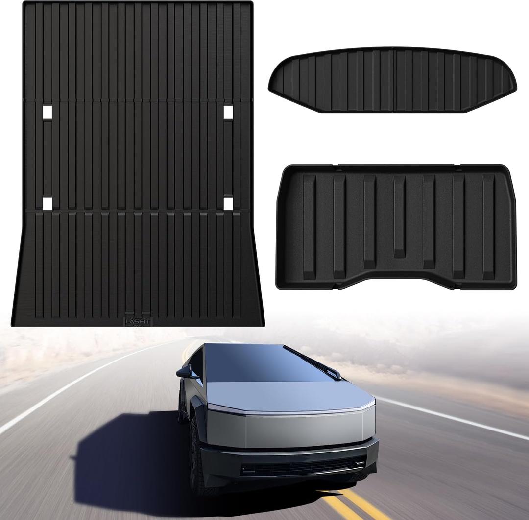 LASFIT Truck Bed Mat for Tesla Cybertruck 2024 2025 2023 6FT Bed Liner Car Accessories, Custom Fit TPE All Weather Pickup Cargo Liner Frunk Rear Sub Trunk Mat Set 3PCS LASFIT Truck Bed Mat for Tesla Cybertruck 2024 2025 2023 6FT Bed Liner Car Accessories, Custom Fit TPE All Weather Pickup Cargo Liner Frunk Rear Sub Trunk Mat Set 3PCS