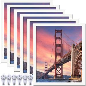 6 Sets 20x24 Picture Frame, Frames for 20 x 24 Canvas Collage Photo Poster Certificate Wall Gallery, High Transparent Horizontal Vertical White 20 by 24 Inches