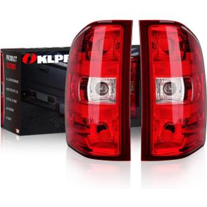 OKLPF Rear Brake Tail Lights Compatible With 2007-2014 Chevy Silverado 1500 2500HD 3500HD,Replacement Red Taillights Assembly,Included Bulbs and Harness,Driver and Passenger Side