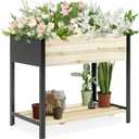 Raised Garden Bed with Legs, Metal & Wood Elevated Planter Box for Outdoor Plants, Vegetables, Flowers, Herbs, 4 Legs, 36(L) x18(W) x30(H) Inch Garden Bed for Outdoors