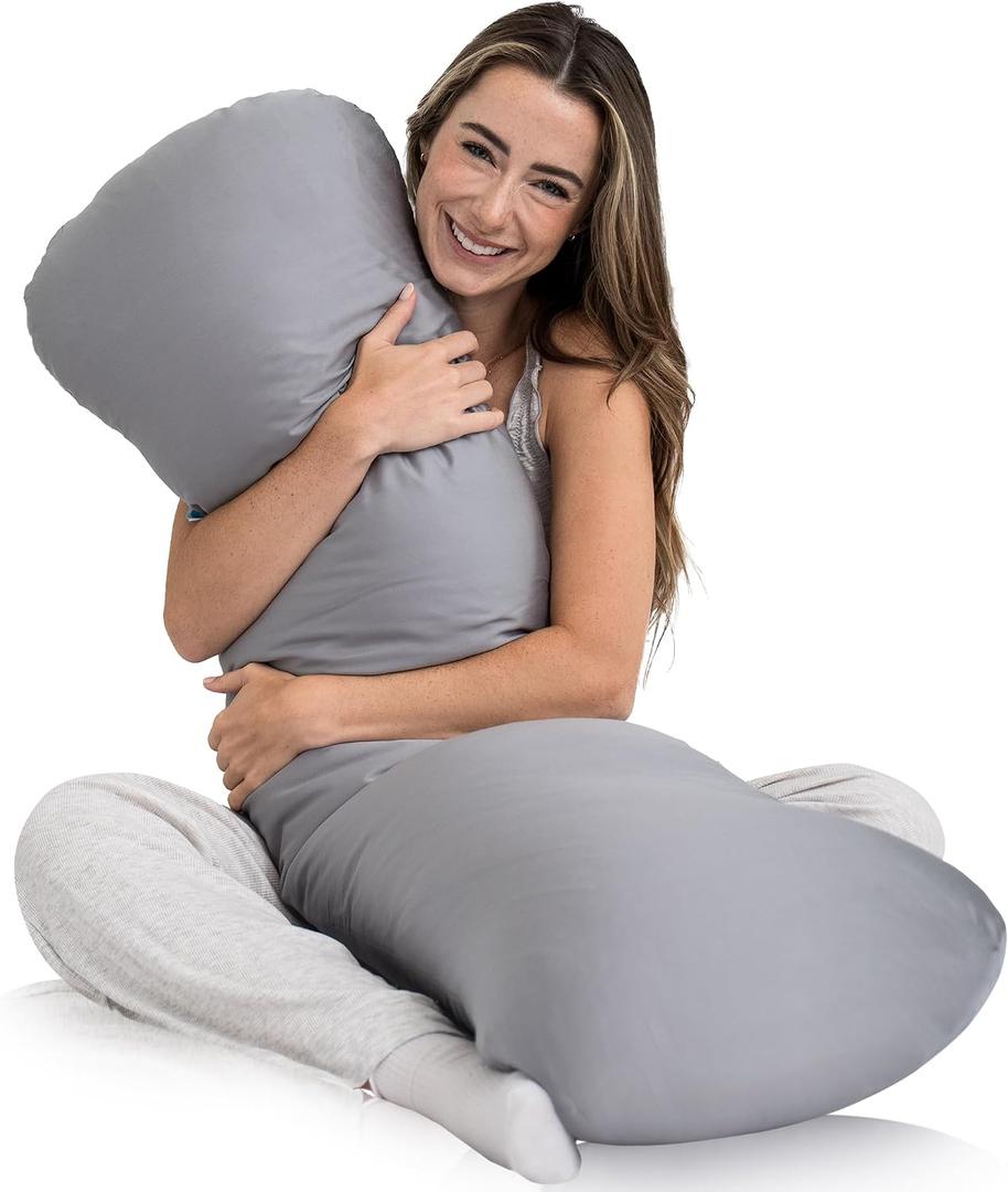 SleepCloud Weighted Body Pillow 8lbs - Weighted Pillow for Deeper Sleep (48" x 14") - Cooling Body Pillows for Adults, Full Body Pillow for Sleeping, Side Sleeper Body Pillows with Cover (X-Large)