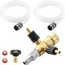 EASYBRO Downstream Injector for Pressure Washer, Adjustable High Pressure Chemical Injector Kit, Double Suction Head Chemical Injector with 2 Pcs Siphon Hose & Soap Nozzle, 3/8 Inch Quick Connect