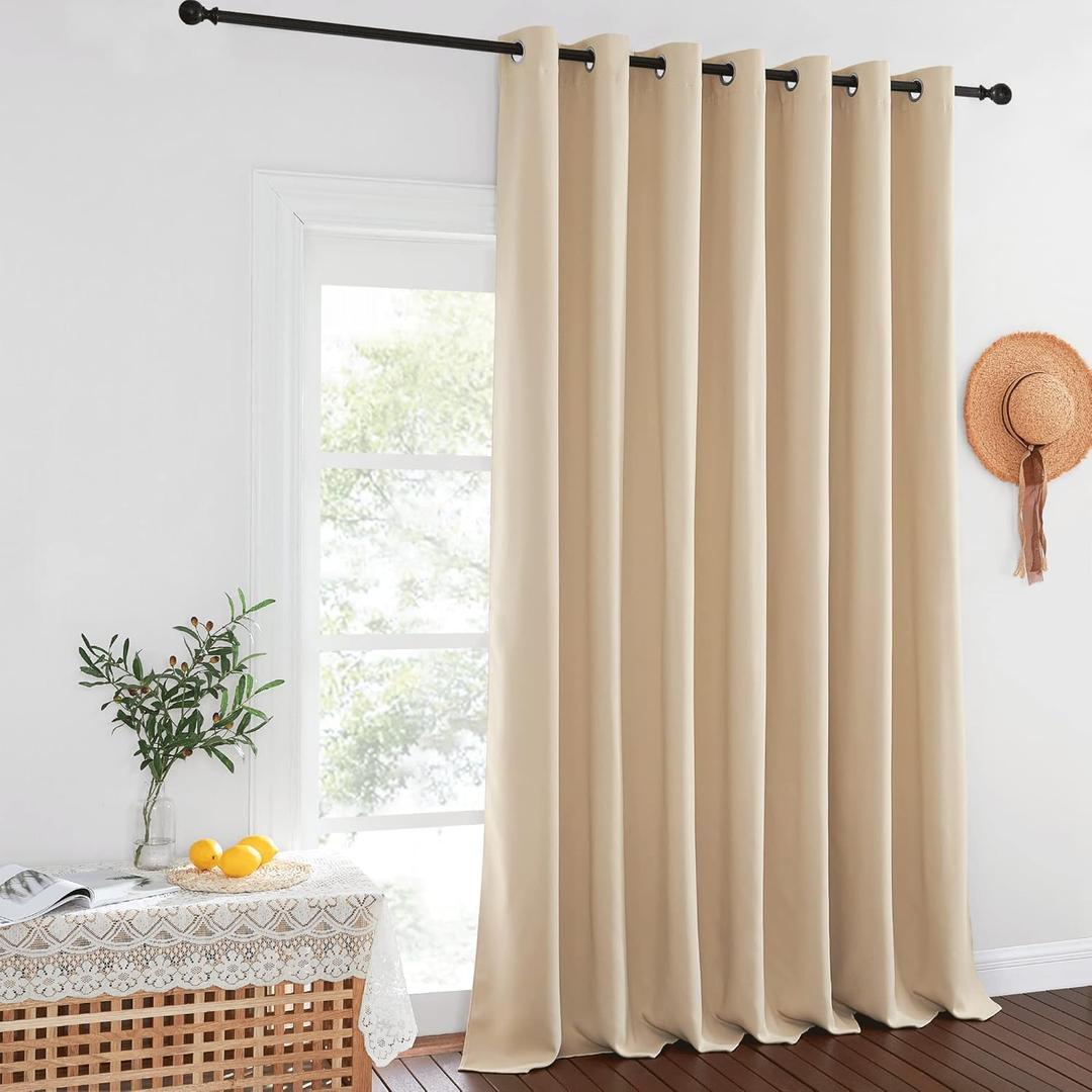 NICETOWN Sliding Door Window Treatment - Blackout Patio Door Curtain Panels, Privacy Thermal Drapes for Department with Grommet Top (Biscotti Beige, W100 x L108)