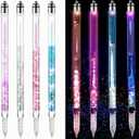 Zonon 6 Pcs Glitter Light up Handmade Glass Dip Pen Crystal Glass Signature Calligraphy Vintage Dip Ink Pen Borosilicate Present for Writing Drawing Signatures Calligraphy