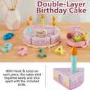 HERSITY Wooden Birthday Cake Toy Play Food Sets, Pretend Baking Kitchen Playset for Toddlers, Afternoon Tea Party Cake Toys Gifts for 3 4 5 Years Old Kids Girls Boys