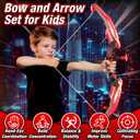 HYES Bow and Arrow for Kids, LED Light Up Archery Set with 12 Suction Cup Arrows, 1 Hanging Target, 3 Score Targets & 1 Quiver, Indoor Outdoor Sport Gifts for Boys Girls Ages 4-12, Black