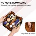 Large Capacity Travel Cosmetic Bag - Portable Makeup Bags for Women Waterproof PU Leather Checkered Makeup Organizer Bag with Dividers and Handle,Toiletry Bag for Cosmetics (EXP 12/25/36)